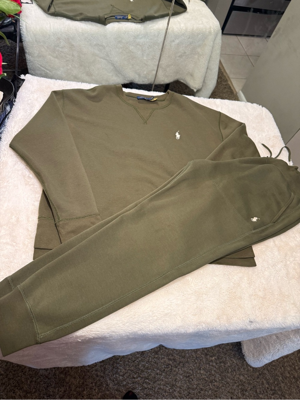 Polo Ralph Lauren Olive Green Sweatshirt Jogger Set Size L